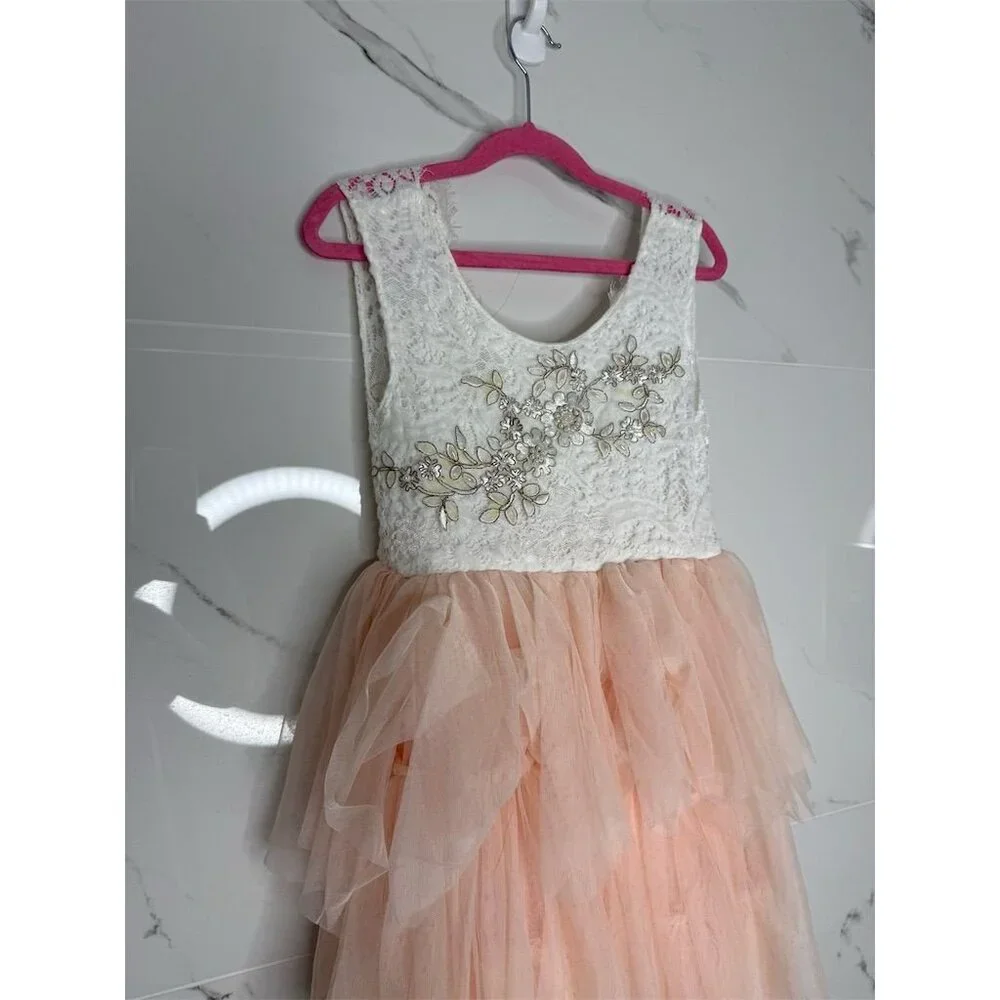 American Princess Girls' Ivory Flower Girl Dress Size 7 Wedding Party
